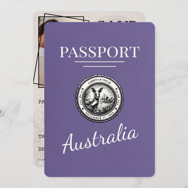 Reserve A Data Lilac Roxo Passaporte Austrália Exceto Data (Frente/Verso)