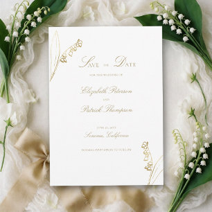 Reserve A Data Lily Valley Floral Sketch F. Dourado Simples 2 Cas
