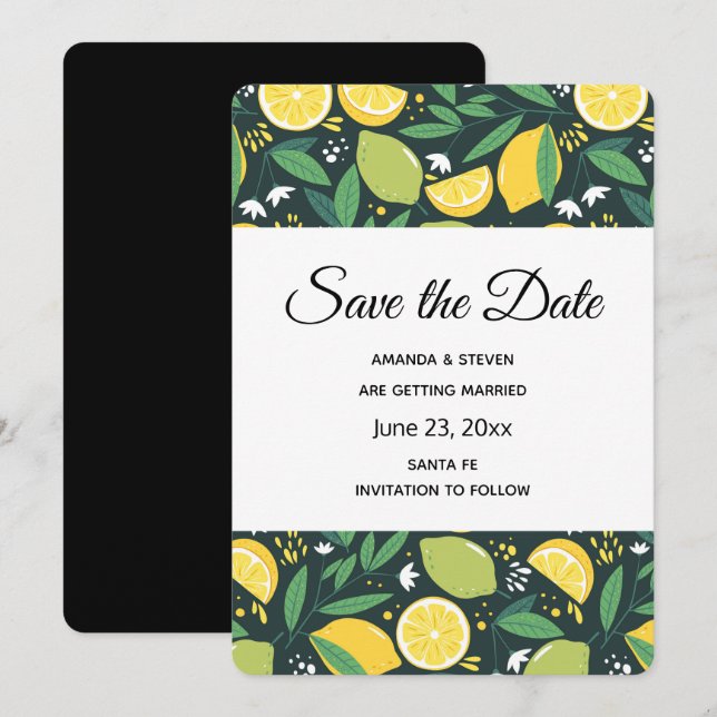 Reserve A Data Limão Amarelo e Padrão de Fruta Limão Verde (Frente/Verso)