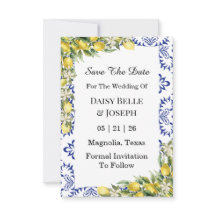 Limões Mediterrâneos Azulejo Mosaico Azul Casament