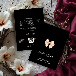 Reserve A Data Linda Coquete Preto Rosa Laço Casamento TLW26