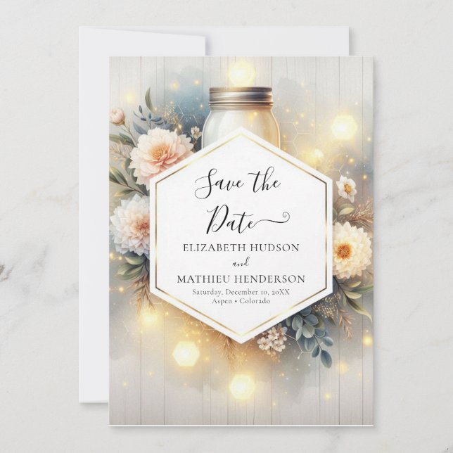 Reserve A Data Linda Foto Mason Jar Wedding (Frente)