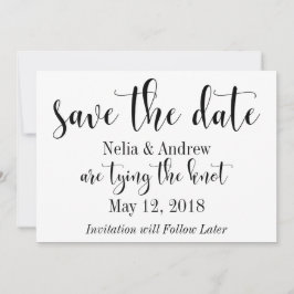 Reserve A Data Linda Tipografia Preta em Branco Save the Date 2