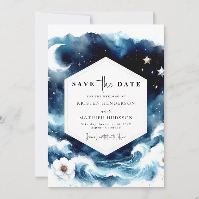 Reserve A Data Linda Typografia Moonlit Wedding (Frente)