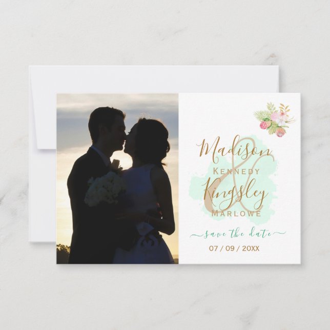 Reserve A Data Lindo Casamento Botânico Boho em Verde Lima 💚 (Frente)