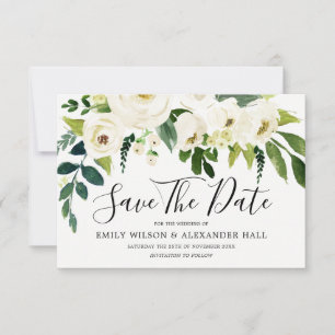 Reserve A Data Lindo Floral Branco Blooming Save The Date