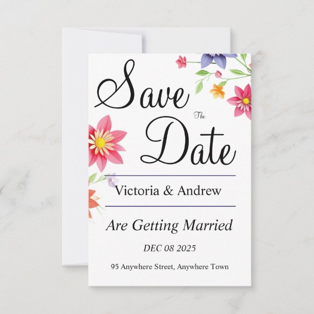 Reserve A Data Lindo Floral Salve a Data (Frente)