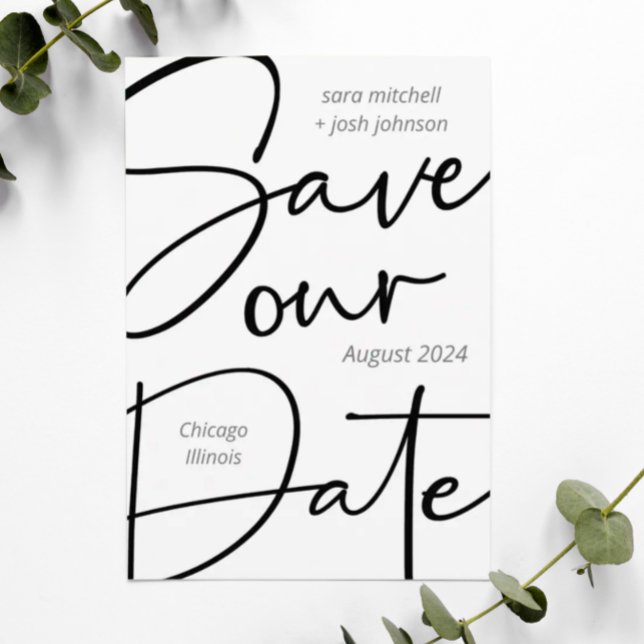 Reserve A Data Lindo Save the Date de Letra Negrito Minimalista (Criador carregado)