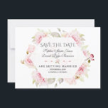 Reserve A Data Lindo Save the Date Floral Geométrico Rosa<br><div class="desc">Lindo tema de casamento floral rosa! Lindas flores em aquarela (rosas,  peônias) folhagens,  botões e divisor,  complementam muito bem com um fundo branco ou outro pastel! Use a ferramenta Cusstomize para adicionar suas informações. Para itens correspondentes,  visite minha coleção floral rosa!</div>