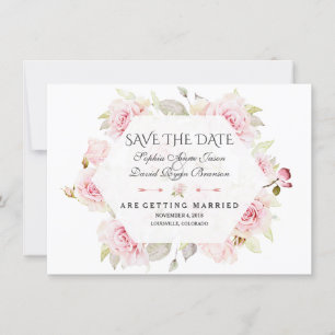 Reserve A Data Lindo Save the Date Floral Geométrico Rosa Casamen