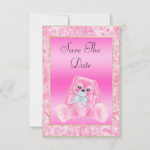 Reserve A Data Lindos Coelhos Rosa Salve a Data do Chá de Bebê