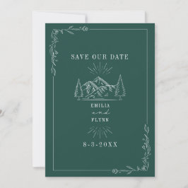 Reserve A Data Line Art Mounains Emerald Wedding