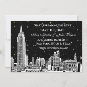 Reserve A Data Linha do Horizonte de NYC 01 Etch DIY BG Cor Salva