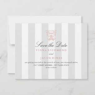 Reserve A Data Listas Cinzas & Damasko de Pêssego para Casamento