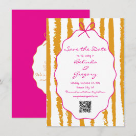 Reserve A Data Listras Caprichosas Casamento Pintado à Mão