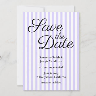 Reserve A Data Listras de Lavanda Pastel e Branco