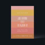 Reserve A Data Listras Geométricas Modernas Laranja Amarelo de Ve<br><div class="desc">Listras Geométricas Modernas Laranja Amarelo de Verão Casamento Salvar a Data</div>