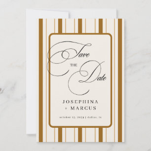 Reserve A Data Listras Marrons Vintage Casamento Clássico