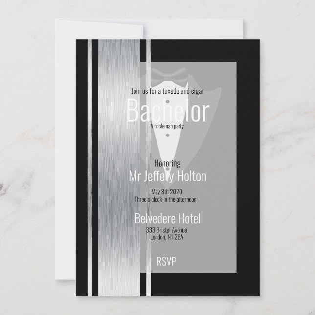 Reserve A Data Lixa prateada, preta e branca guarde a data (Frente)