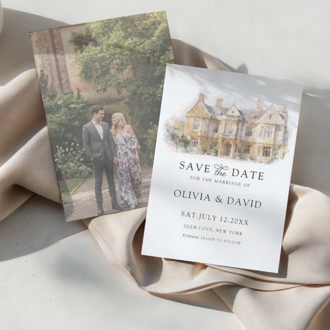 Reserve A Data Local do Casamento em Aquarela Save the Date (Criador carregado)