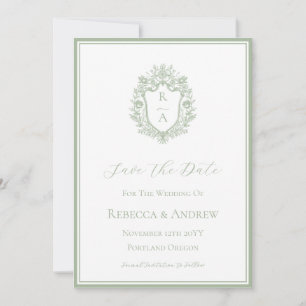 Reserve A Data Logotipo de casamento com monograma e crista em ve