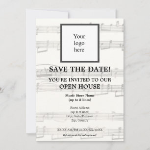 Reserve A Data Loja de Música Local Off-White I Logotipo Casa Abe