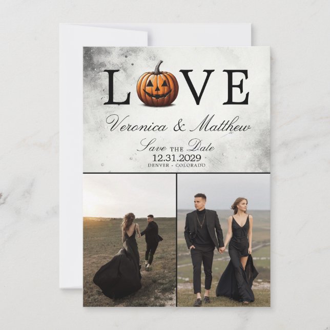 Reserve A Data Love Pumpkin Save The Date Card (Frente)