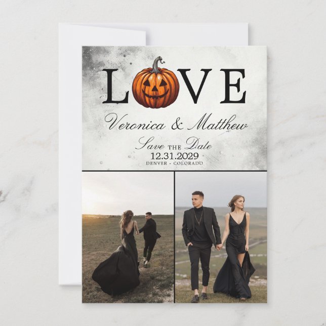 Reserve A Data Love Pumpkin Save The Date Card (Frente)