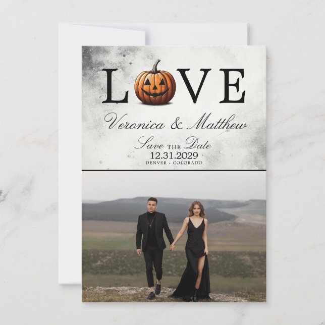 Reserve A Data Love Pumpkin Save The Date Card (Frente)