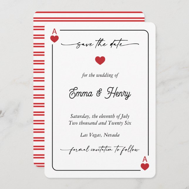 Reserve A Data Lucky in Love Save the Date Invitation (Frente/Verso)