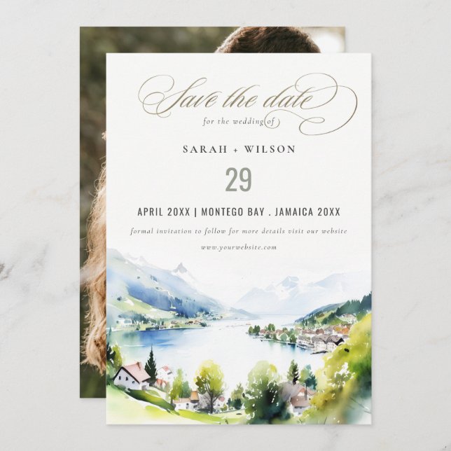 Reserve A Data Lungern Switzerland Landscape Wedding Photo (Frente/Verso)