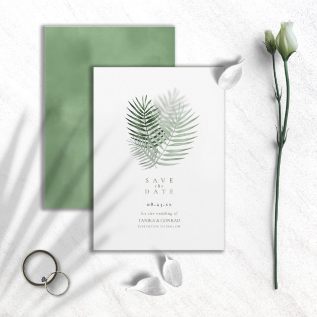 Reserve A Data Lush Palm Leaf Wedding Moss Green ID956 (Criador carregado)