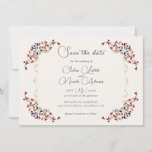 Reserve A Data Luxo Artístico Botânico Floral Paisley Casamento