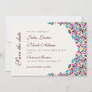 Reserve A Data Luxo Caprichoso Estilo Floral Marfim Fronteira Cas