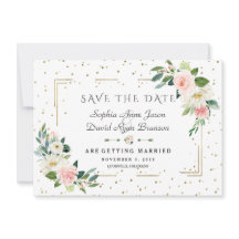 Luxo Flores Rosa Dourada Frame Confetti Casamento