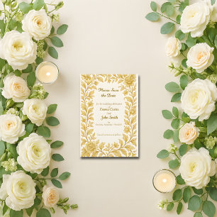 Reserve A Data Luxo Save the Date Floral Dourado