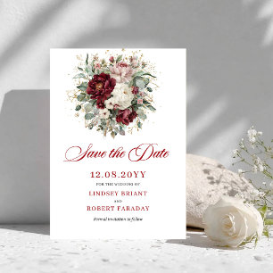 Reserve A Data Luxuoso Bege Borgonha Floral Salve A Data