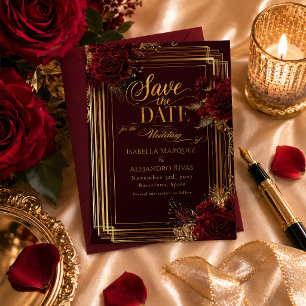 Reserve A Data Luxuoso Flamenco em Rosa Dourado Borgonha