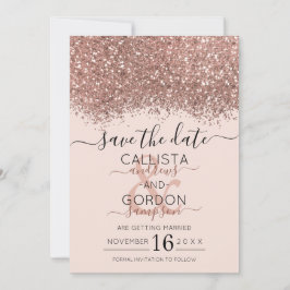 Reserve A Data Luxuoso Rosa Dourado Glitter Confete Casamento