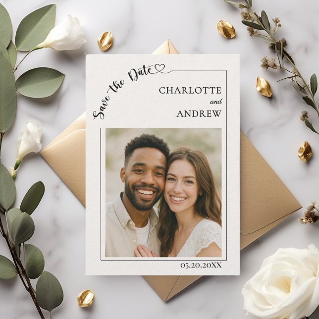 Reserve A Data Luxuoso Save the Date de casamento com foto modern (Criador carregado)