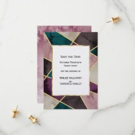 Reserve A Data Luxurious Gold Geometric Green Purple Wedding