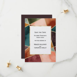 Reserve A Data Luxurious Gold Geometric Purple Teal Rust Wedding