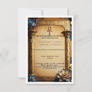 Reserve A Data Luxury Egyptian Pharaoh Wedding Invitation | Golde