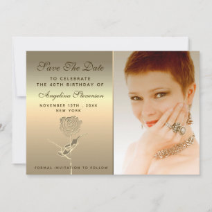 Reserve A Data Luxury Elegante Floral Dourado Rosa Flower Anivers