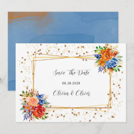Reserve A Data Luxury Glitter Blue Orange Floral Salvar Data