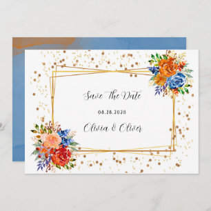 Reserve A Data Luxury Glitter Blue Orange Floral Salvar Data