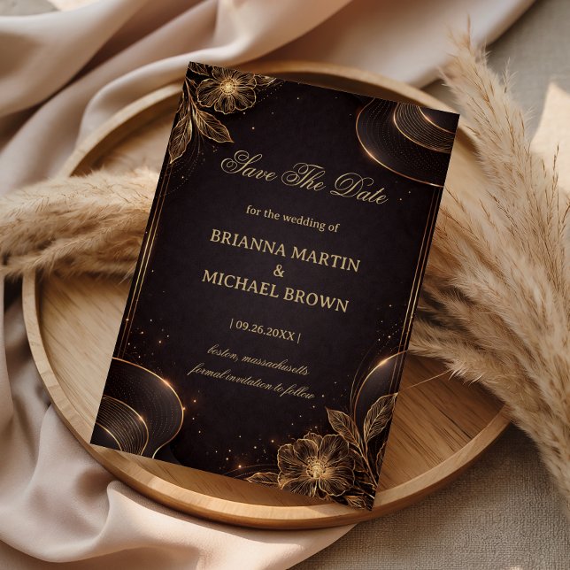 Reserve A Data Luxury Gold Floral Wave (Criador carregado)