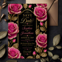 Luxury Hot Pink Glitter Rose
