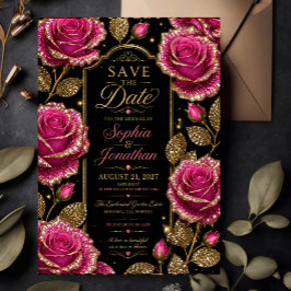 Reserve A Data Luxury Hot Pink Glitter Rose
