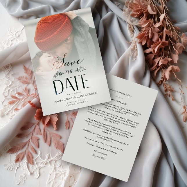 Reserve A Data Luxury Modern Transparency Wedding Photo Script (Luxury Modern Transparency Wedding Custom Photo Script Save the Dates Cards. )